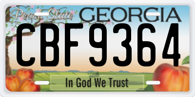 GA license plate CBF9364