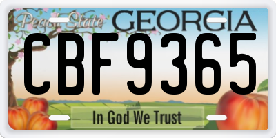 GA license plate CBF9365