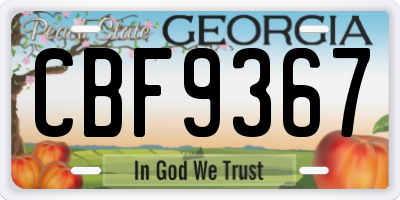 GA license plate CBF9367