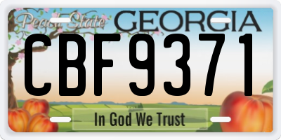 GA license plate CBF9371