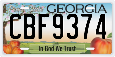 GA license plate CBF9374