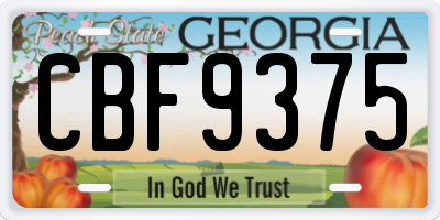 GA license plate CBF9375