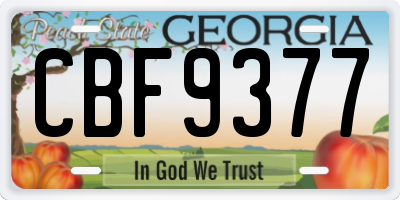 GA license plate CBF9377