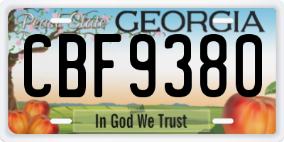 GA license plate CBF9380