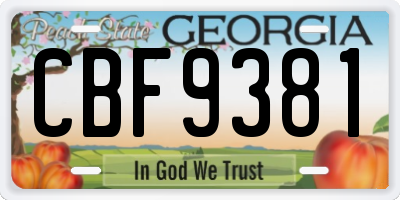 GA license plate CBF9381