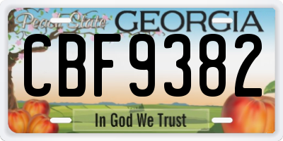 GA license plate CBF9382