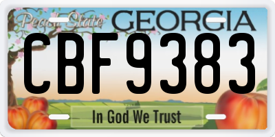 GA license plate CBF9383