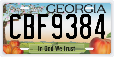 GA license plate CBF9384