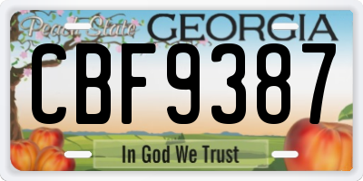 GA license plate CBF9387