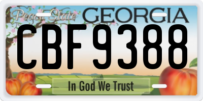 GA license plate CBF9388