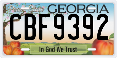 GA license plate CBF9392
