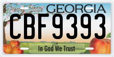 GA license plate CBF9393