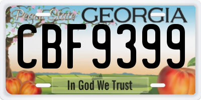 GA license plate CBF9399