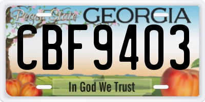 GA license plate CBF9403