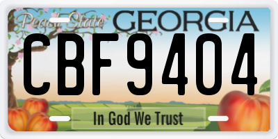 GA license plate CBF9404