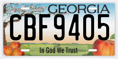 GA license plate CBF9405