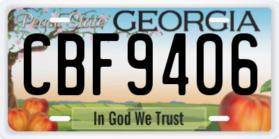 GA license plate CBF9406