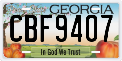 GA license plate CBF9407