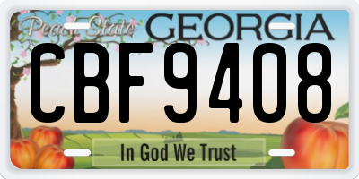 GA license plate CBF9408