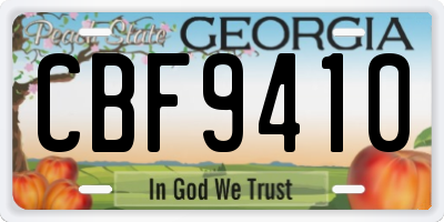 GA license plate CBF9410