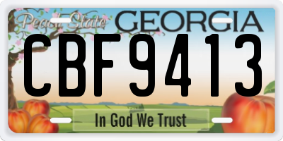 GA license plate CBF9413