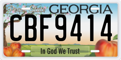 GA license plate CBF9414