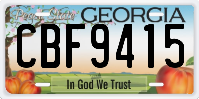 GA license plate CBF9415