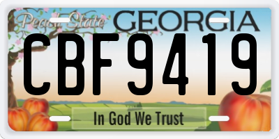 GA license plate CBF9419