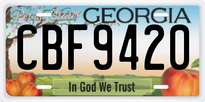 GA license plate CBF9420