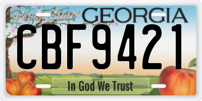 GA license plate CBF9421