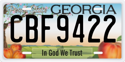 GA license plate CBF9422