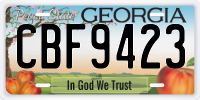 GA license plate CBF9423
