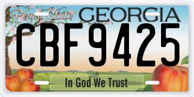 GA license plate CBF9425
