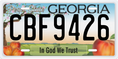 GA license plate CBF9426