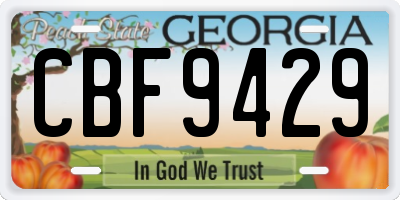 GA license plate CBF9429