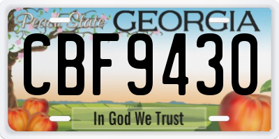 GA license plate CBF9430