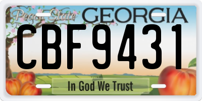GA license plate CBF9431