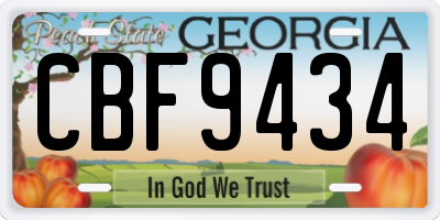 GA license plate CBF9434