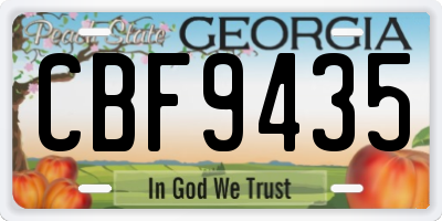 GA license plate CBF9435
