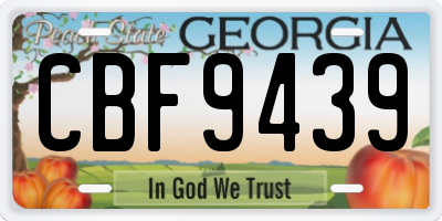 GA license plate CBF9439