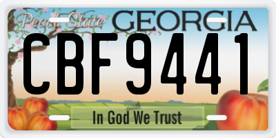 GA license plate CBF9441