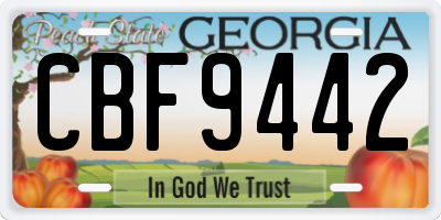 GA license plate CBF9442