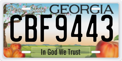GA license plate CBF9443