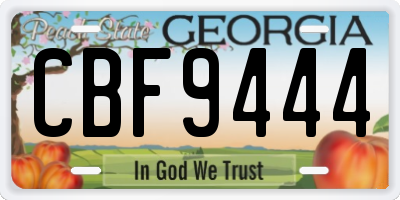 GA license plate CBF9444
