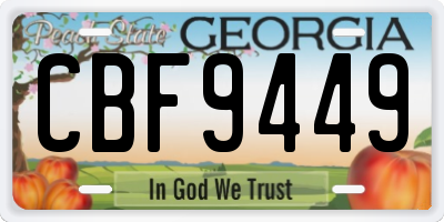 GA license plate CBF9449