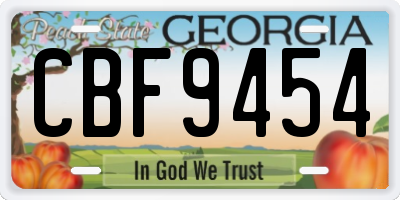 GA license plate CBF9454
