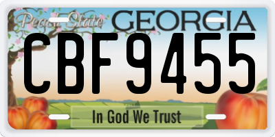 GA license plate CBF9455