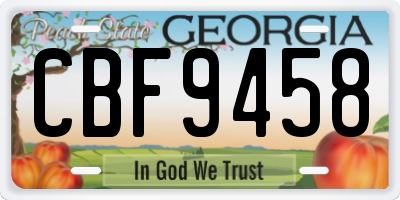 GA license plate CBF9458
