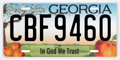 GA license plate CBF9460