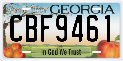 GA license plate CBF9461
